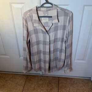Thread & Supply Plaid Button Down Shirt in Gray and Cream